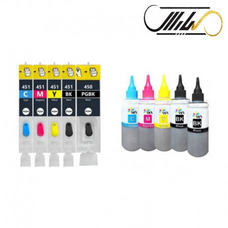 کارتریج جوهر افشان قابل شارژ  CANON 450-451